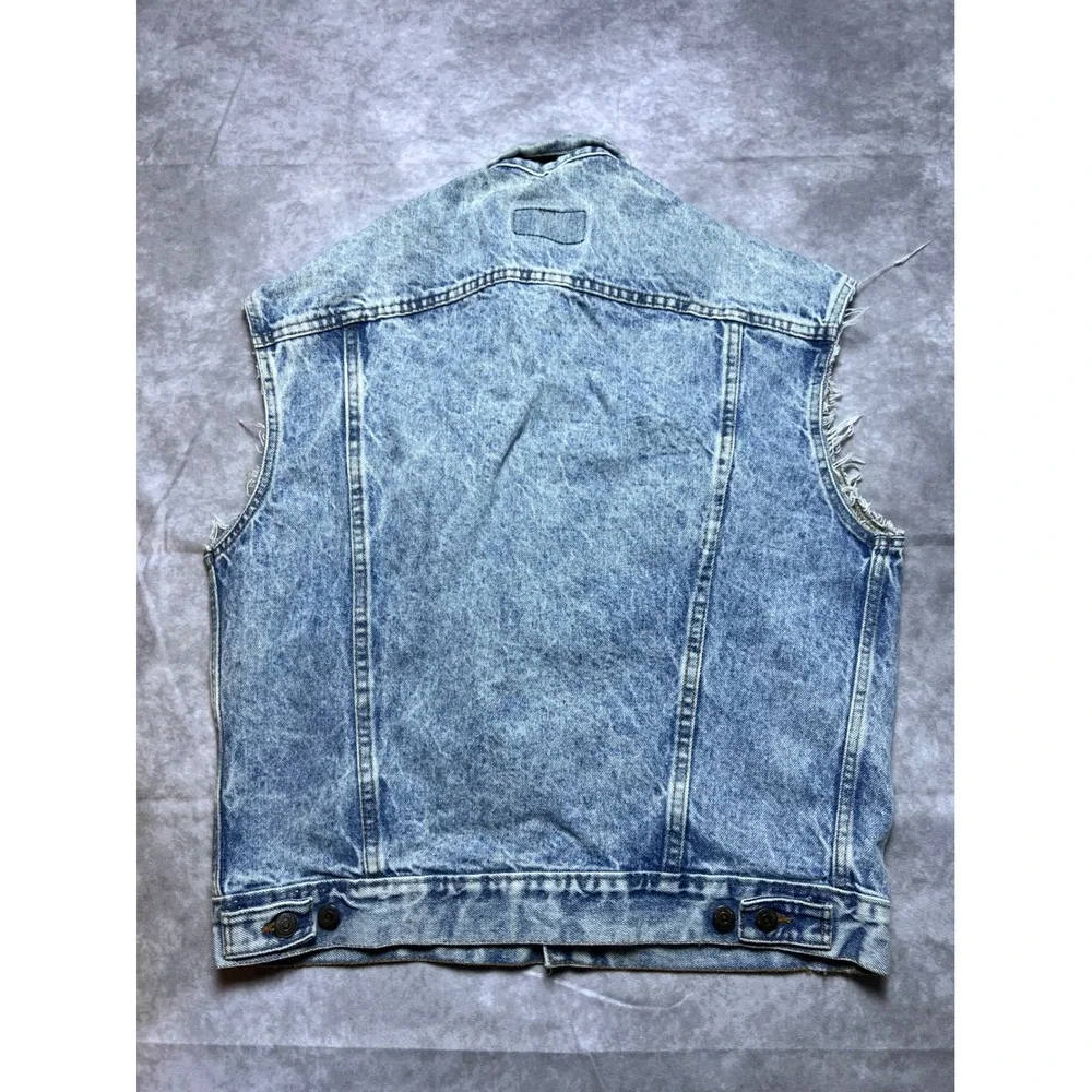 Levi's Denim Vest Mens M Blue Acid Wash Frayed Cut Off Trucker 70507-0219 USA